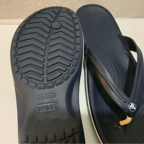 Crocs Crocband Thong Flip Flops Mens 12 Navy Blue Slip On Sandals - Picture 7 of 12